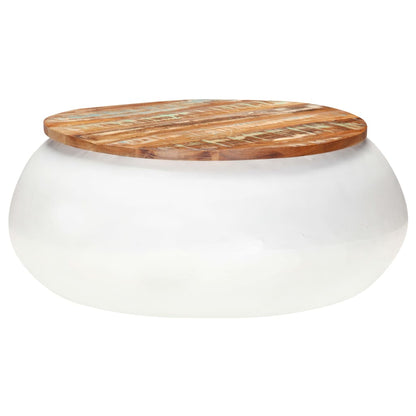 Coffee Table White 68x68x30 cm Solid Reclaimed Wood