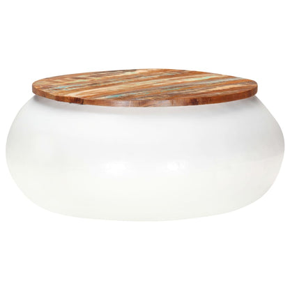 Coffee Table White 68x68x30 cm Solid Reclaimed Wood