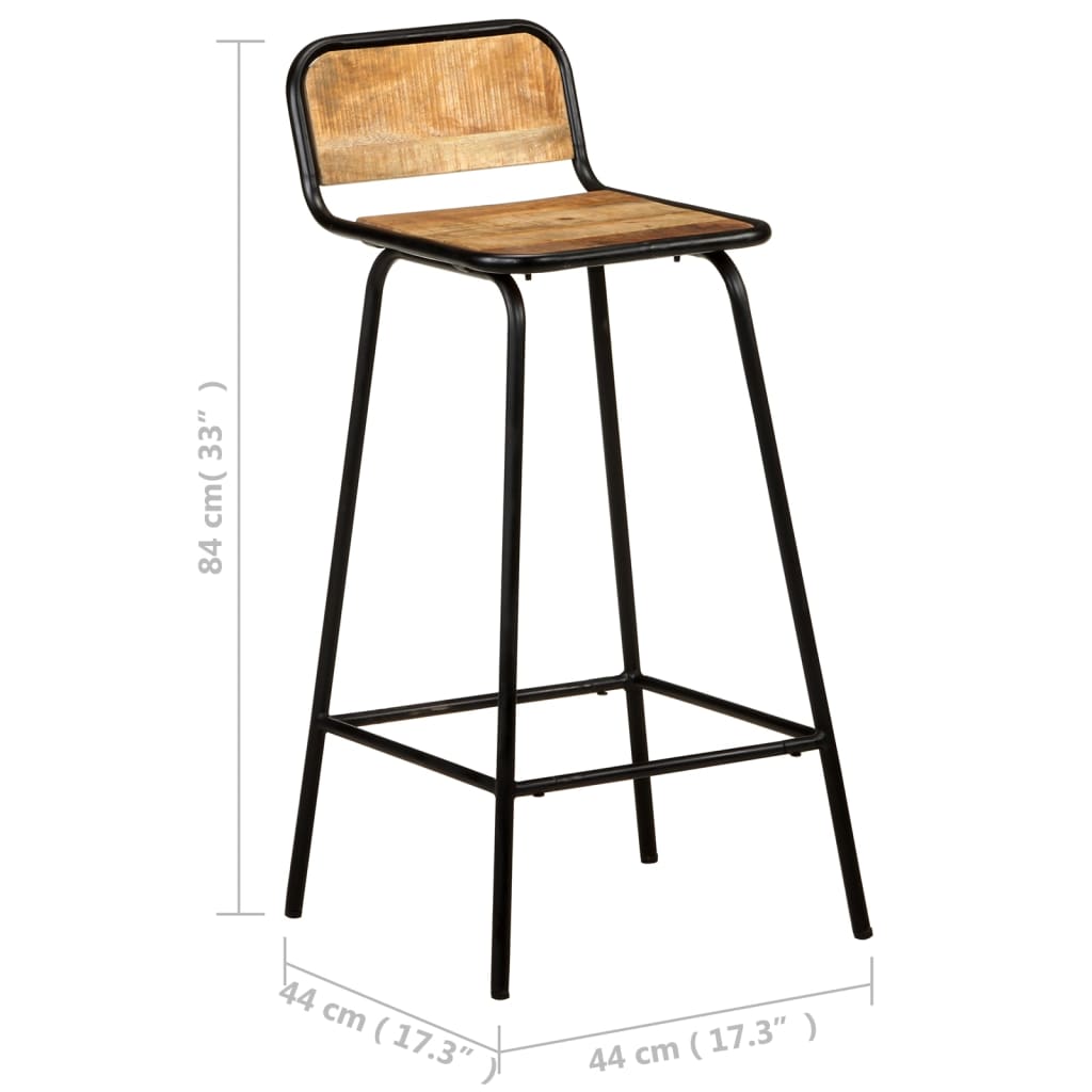 Solid Mango Wood Bar Chairs, Set of 2 - Elegant & Durable Seating