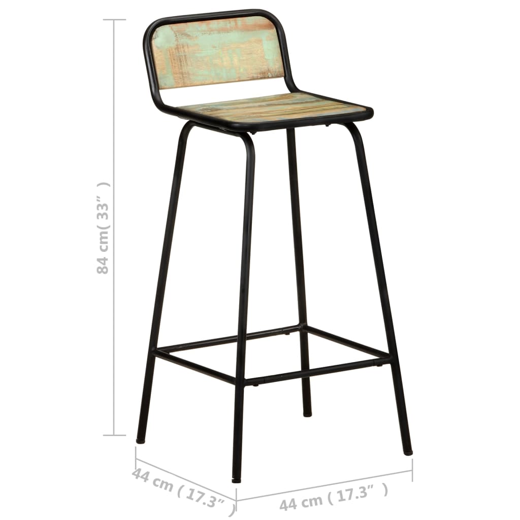 Reclaimed Wood Bar Chairs Set of 2 - Solid & Sustainable Seating