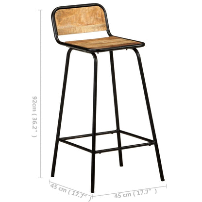 4-Piece Solid Mango Wood Bar Chairs - Rustic Elegance
