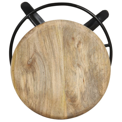 Solid Mango Wood Bar Stools Set of 2, 66cm Height