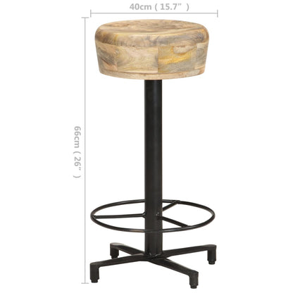 Solid Mango Wood Bar Stools Set of 2, 66cm Height
