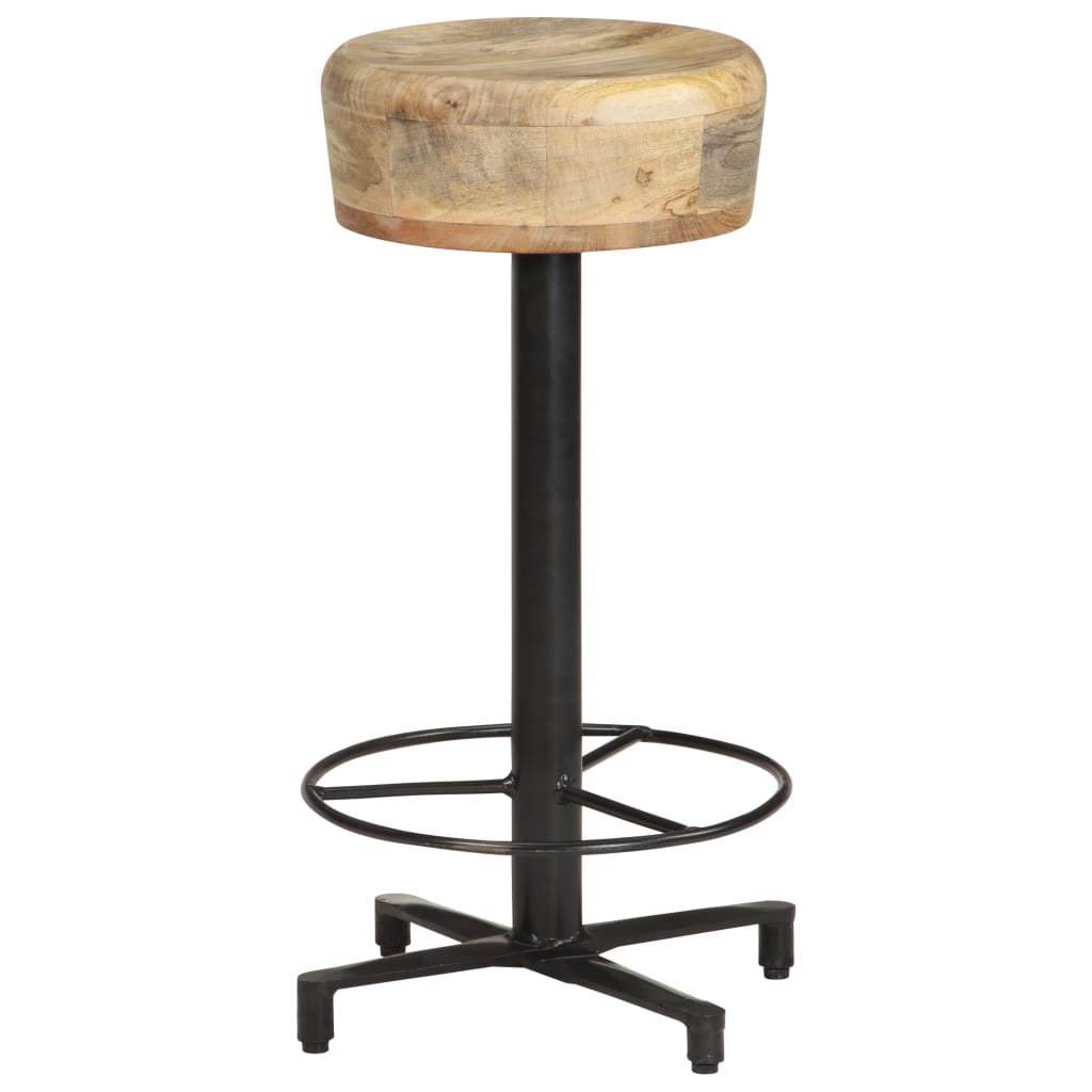 Solid Mango Wood Bar Stools Set of 2, 66cm Height