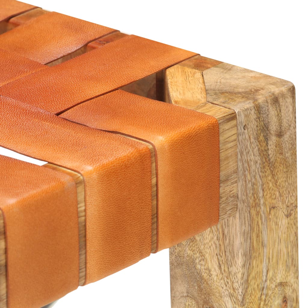 Brown Real Leather Bar Stools Set of 2 - 60 cm Height