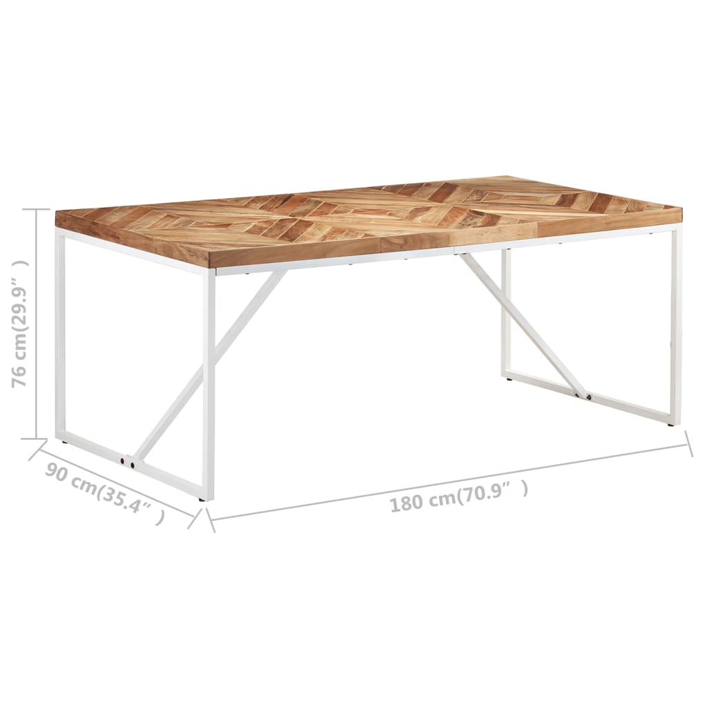 Solid Acacia & Mango Wood Dining Table 180x90 cm - Natural Finish