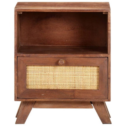 Solid Mango Wood Bedside Cabinet - 40x30x50 cm Vintage Charm