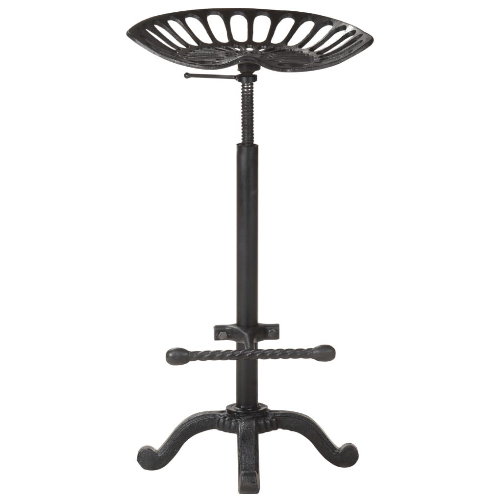 Sleek Black Cast Iron Bar Stool - Durable & Stylish Seating