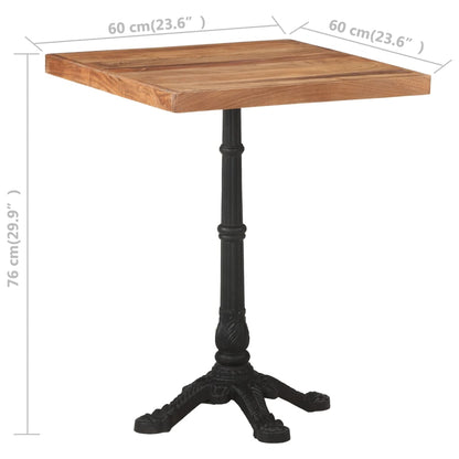 Solid Acacia Wood Bistro Table 60x60x76 cm - Compact & Stylish!