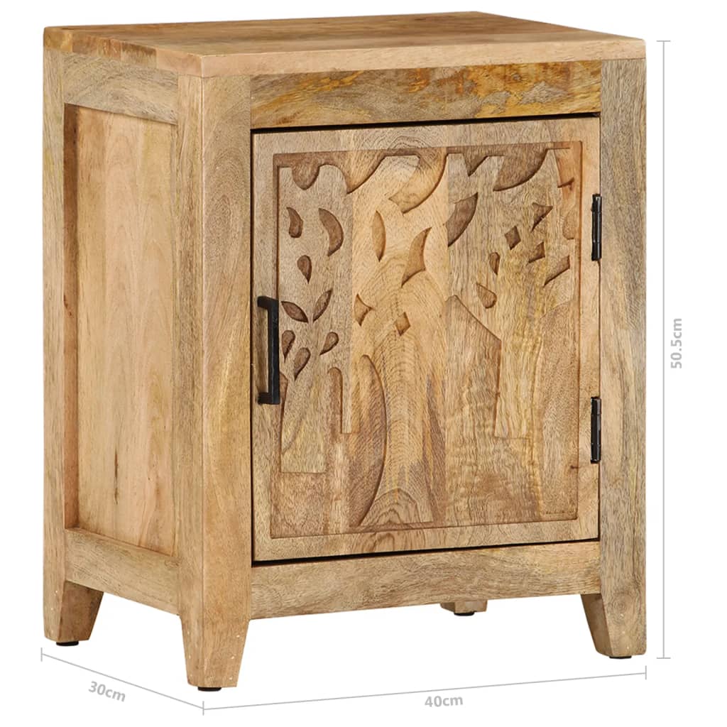 Compact Bedside Cabinet Solid Mango Wood 40x30x50 cm
