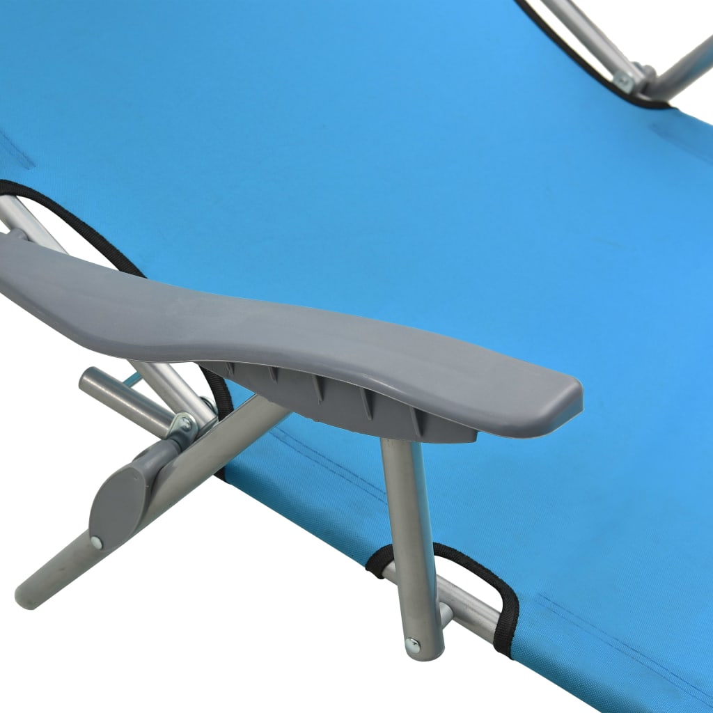 Steel Blue Sun Lounger with Canopy - Durable Outdoor Comfort