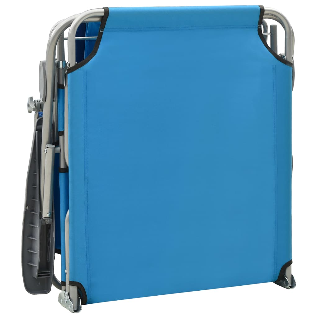 Steel Blue Sun Lounger with Canopy - Durable Outdoor Comfort