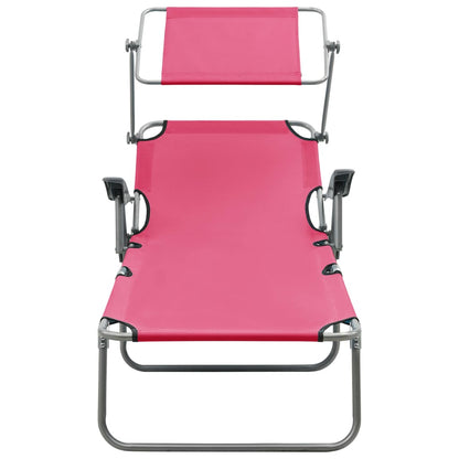 Steel Frame Pink Sun Lounger with Canopy - Durable & Stylish