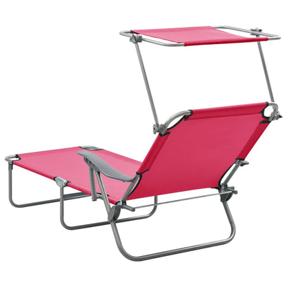 Steel Frame Pink Sun Lounger with Canopy - Durable & Stylish