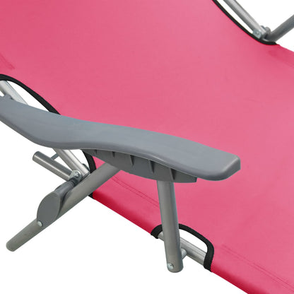 Steel Frame Pink Sun Lounger with Canopy - Durable & Stylish