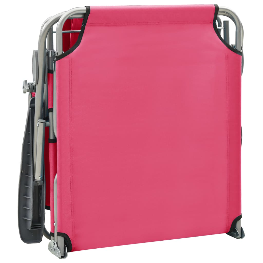Steel Frame Pink Sun Lounger with Canopy - Durable & Stylish