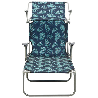 Steel Leaf Print Sun Lounger with Canopy - Stylish Outdoor Relaxation