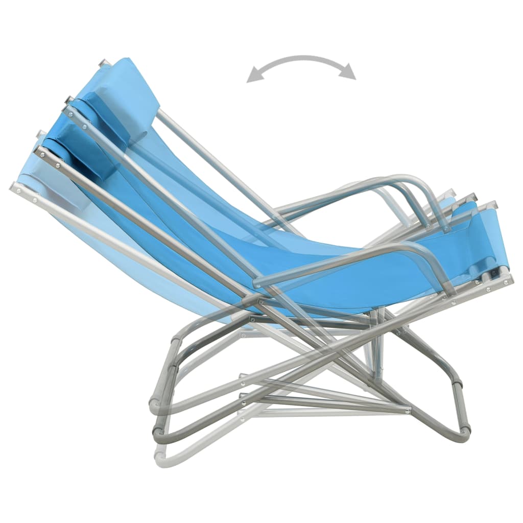 Steel Blue Rocking Chairs Set - 2 PCS, Cozy & Stylish Seating