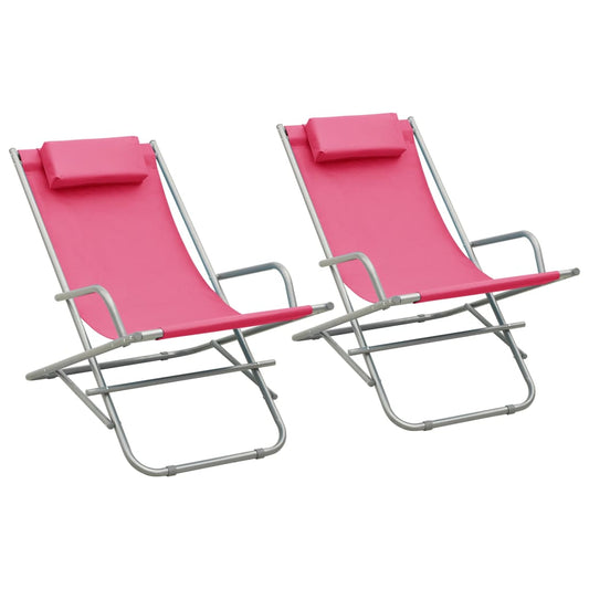 Pink Steel Rocking Chairs, 2-Piece Set - Stylish & Durable Seating