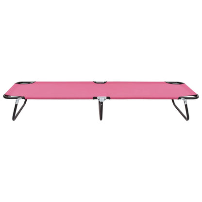 Pink Folding Sun Lounger - Durable Steel Frame, Portable Comfort