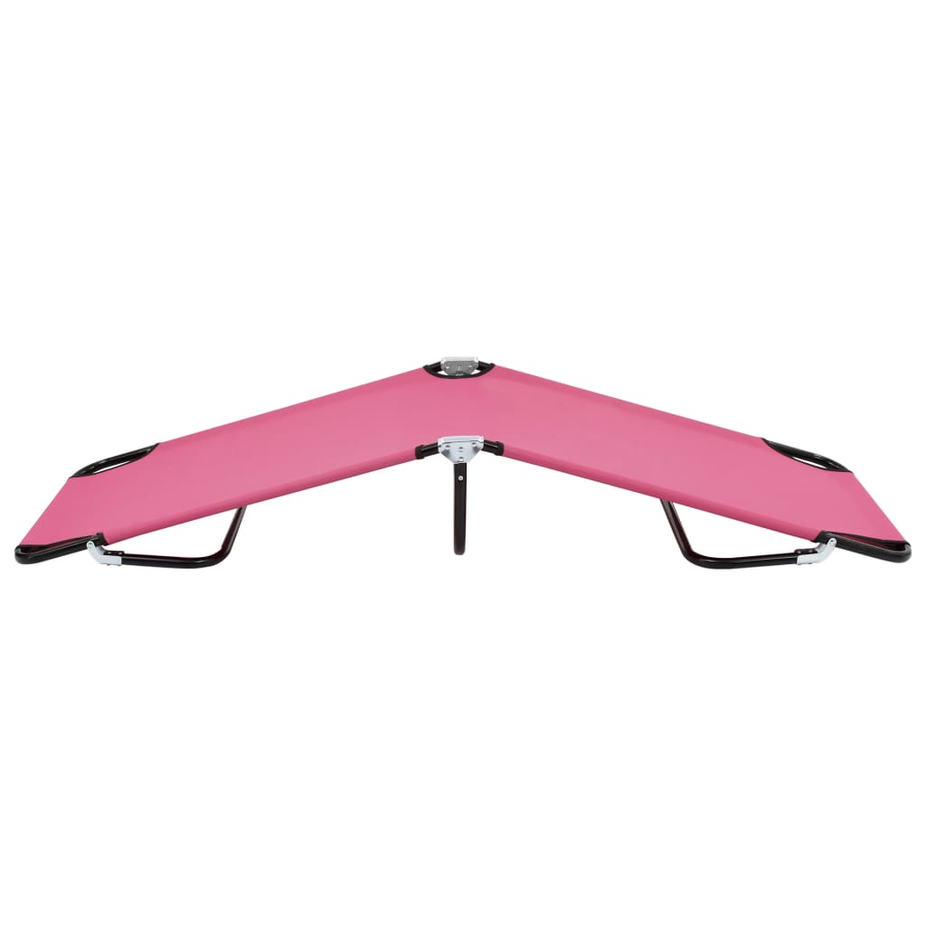Pink Folding Sun Lounger - Durable Steel Frame, Portable Comfort