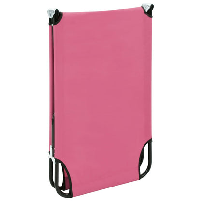 Pink Folding Sun Lounger - Durable Steel Frame, Portable Comfort