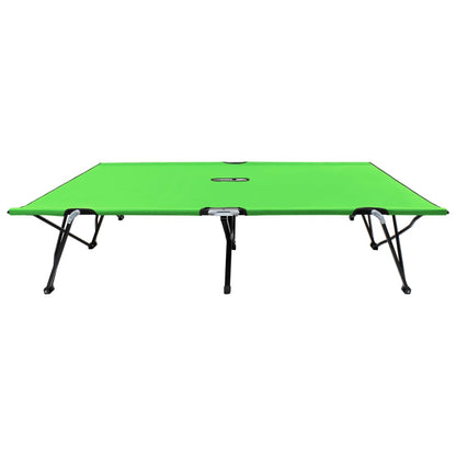 Dual Folding Sun Lounger - Green Steel Frame for Two Person Relaxation