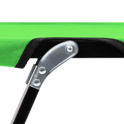 Dual Folding Sun Lounger - Green Steel Frame for Two Person Relaxation
