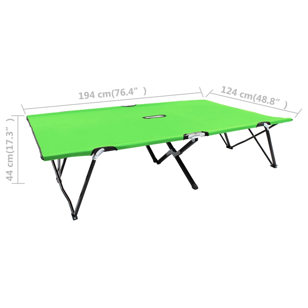 Dual Folding Sun Lounger - Green Steel Frame for Two Person Relaxation