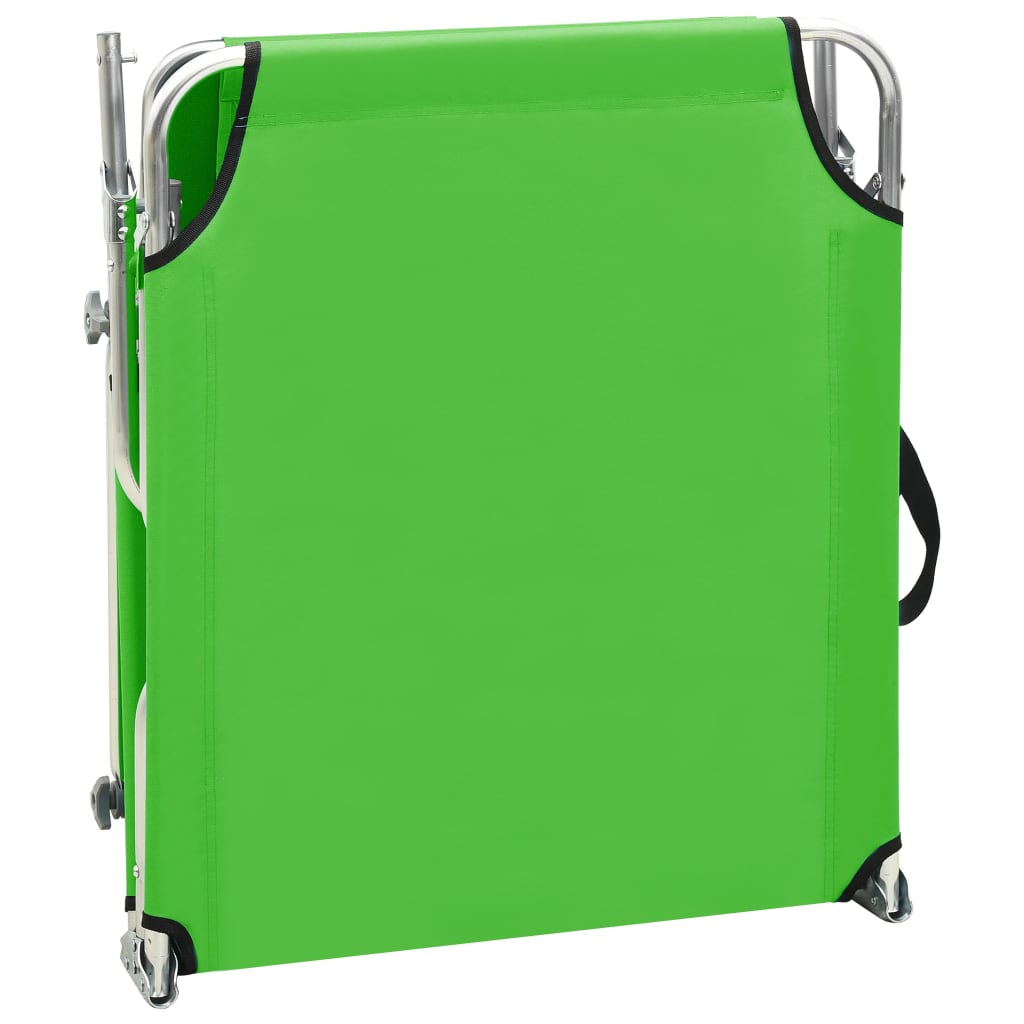 Green Aluminium Folding Sun Lounger with Canopy