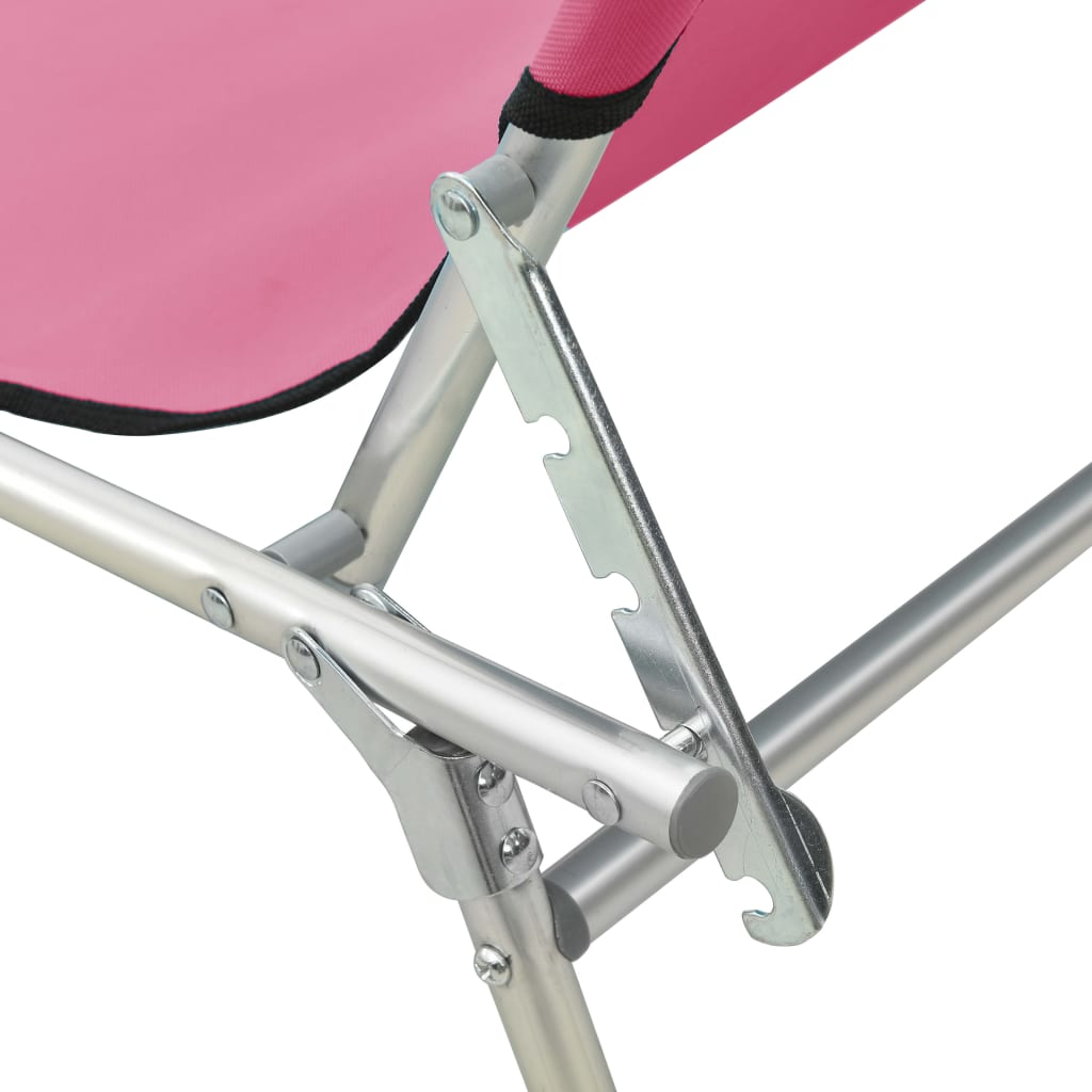 Pink Aluminium Folding Sun Lounger with Canopy - Relax in Style!