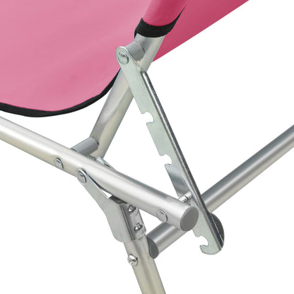 Pink Aluminium Folding Sun Lounger with Canopy - Relax in Style!