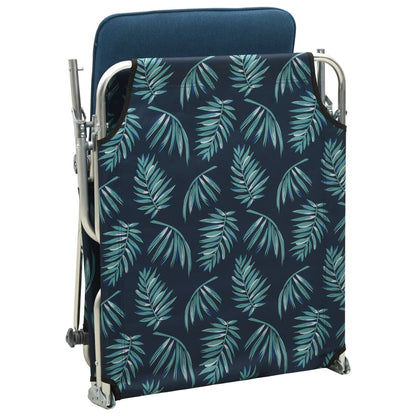 Leaf Print Folding Sun Lounger with Canopy - Aluminum Frame