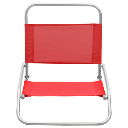 2 Red Folding Beach Chairs - Durable Fabric for Ultimate Comfort