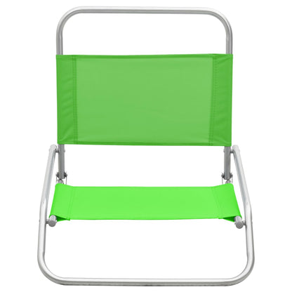 Set of 2 Green Fabric Folding Beach Chairs - Portable & Stylish