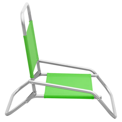 Set of 2 Green Fabric Folding Beach Chairs - Portable & Stylish