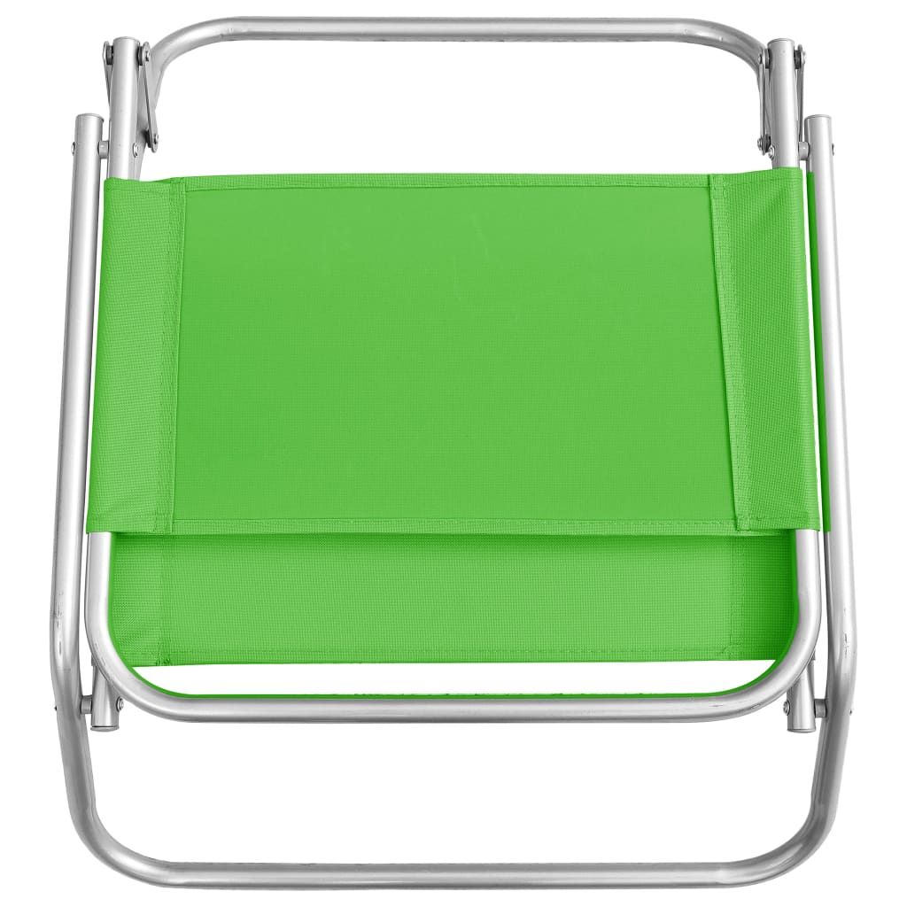 Set of 2 Green Fabric Folding Beach Chairs - Portable & Stylish