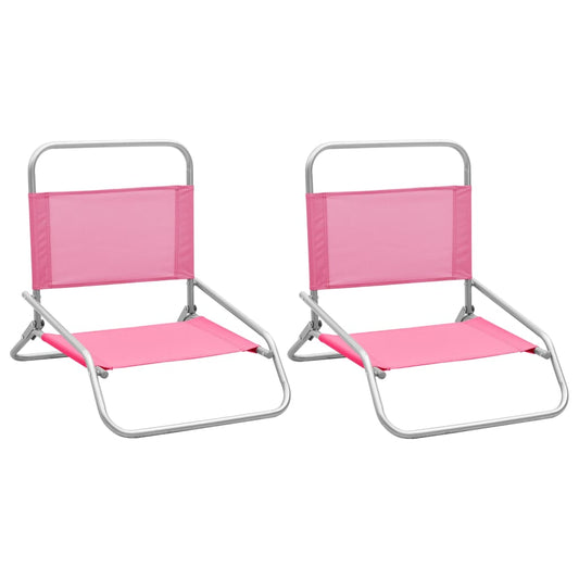 Stylish Pink Folding Beach Chairs Set of 2 - Durable Fabric Design