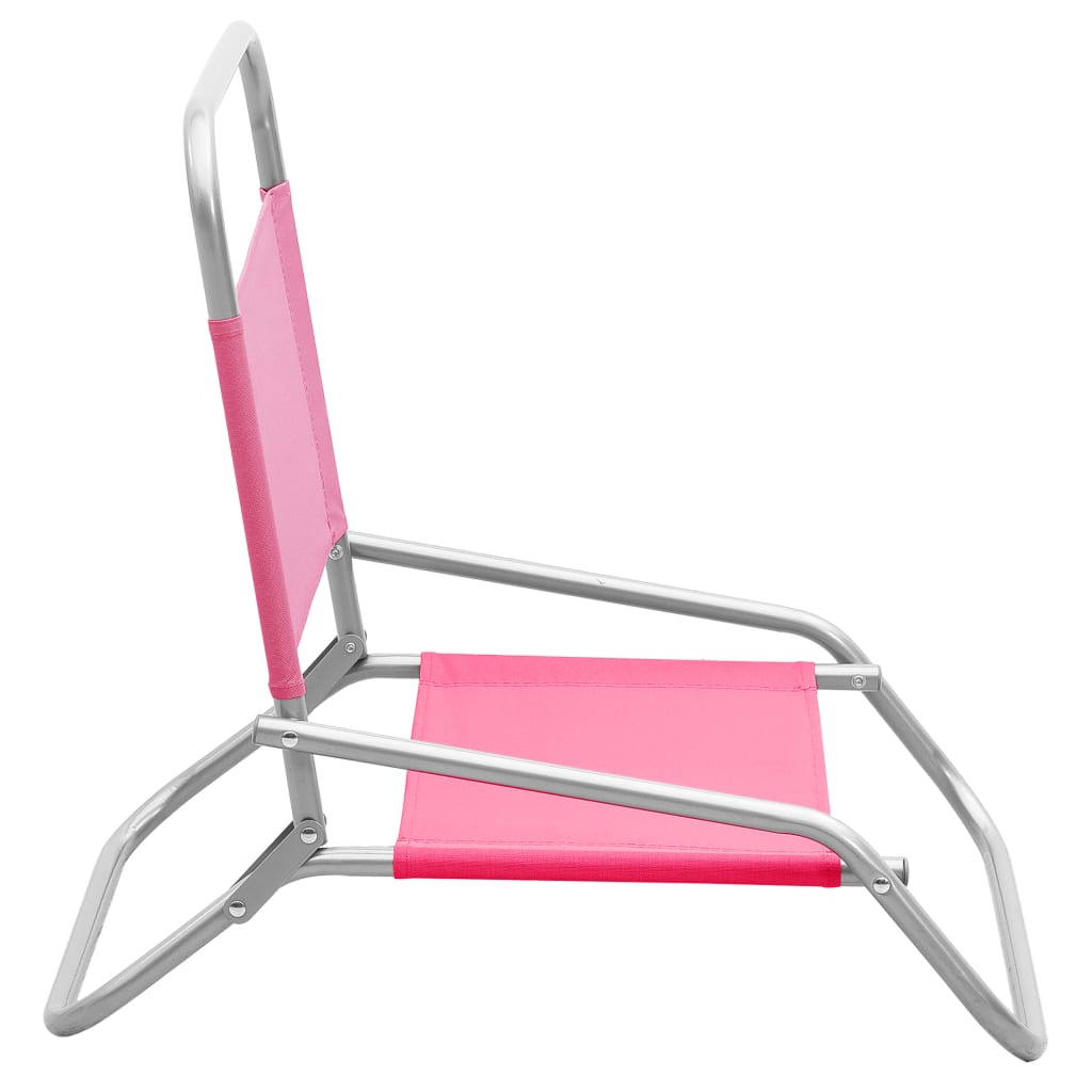 Stylish Pink Folding Beach Chairs Set of 2 - Durable Fabric Design