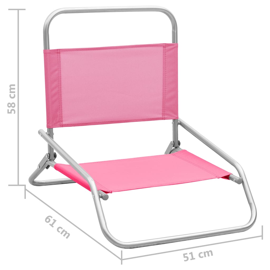 Stylish Pink Folding Beach Chairs Set of 2 - Durable Fabric Design
