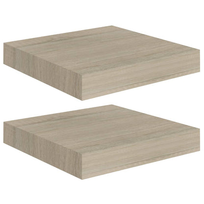 2 Pcs Oak Floating Wall Shelves, 23x23.5x3.8 cm MDF