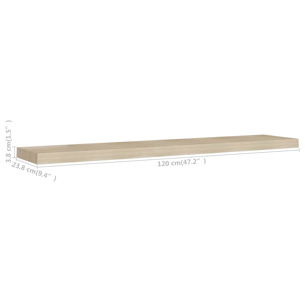 Oak Floating Wall Shelf 120x23.5x3.8 cm MDF - Stylish & Durable