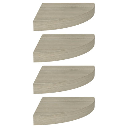 Oak Floating Corner Shelves - Set of 4, 25x25 cm MDF