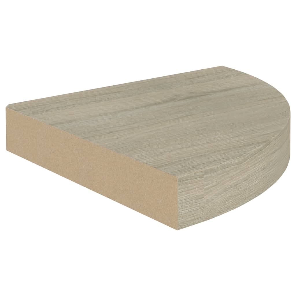 Oak Floating Corner Shelves - Set of 4, 25x25 cm MDF