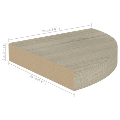 Oak Floating Corner Shelves - Set of 4, 25x25 cm MDF