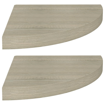 Oak Floating Corner Shelves 2pcs MDF 35x35cm - Stylish Storage