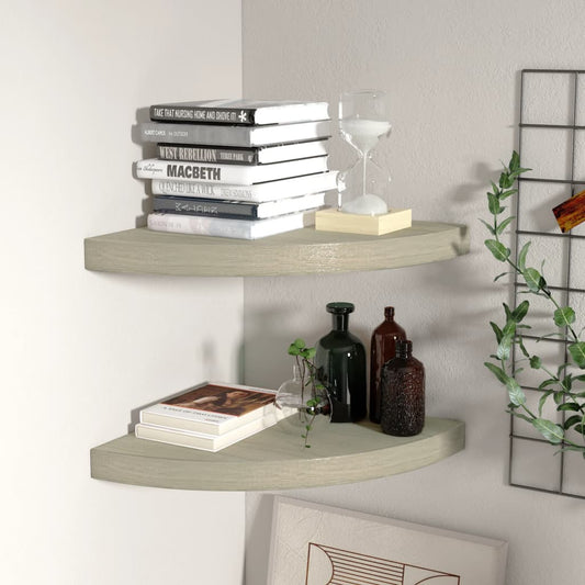 Oak Floating Corner Shelves 2pcs MDF 35x35cm - Stylish Storage