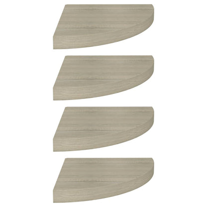 Oak Floating Corner Shelves Set of 4 - 35x35cm MDF Wall Storage