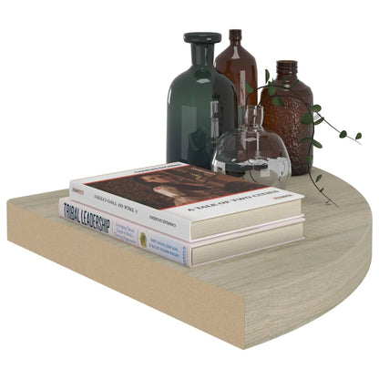 Oak Floating Corner Shelves Set of 4 - 35x35cm MDF Wall Storage