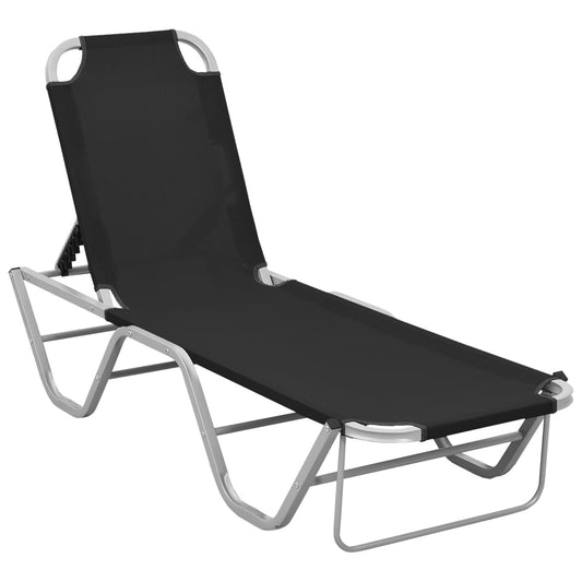 Sleek Black Aluminium Textilene Sun Lounger - Durable & Stylish